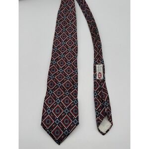 Vintage Christian Dior Neck Tie Red Blue Paisley 100% Silk Signature Designer *